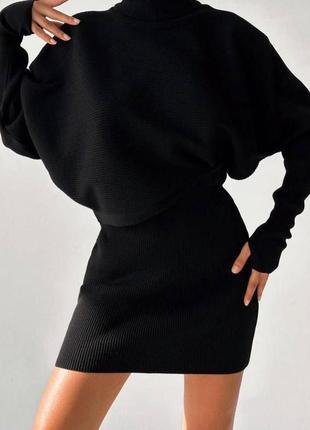 🐚 4 цвета! теплый ангоровый костюм: свитер и юбка в длине мини3 фото