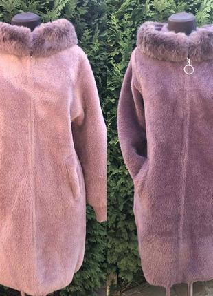 Пальто альпака туреччина 🇹🇷 з капюшоном та хутром