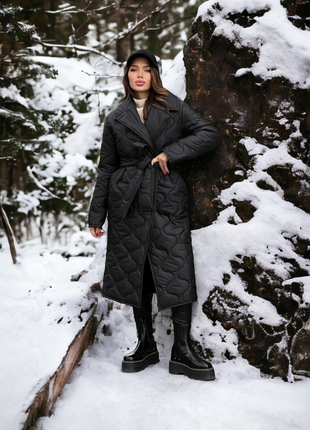 Женская двухсторонняя зимняя куртка зима удлиненная стильная тренд сезона черная серая на запах пальто пуховик одеяло одеяло1 фото