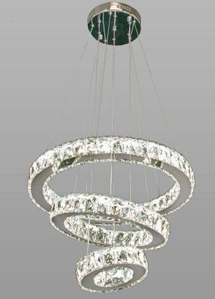 Кришталева світлодіодна люстра-підвіс 7201-6a/480+340+190