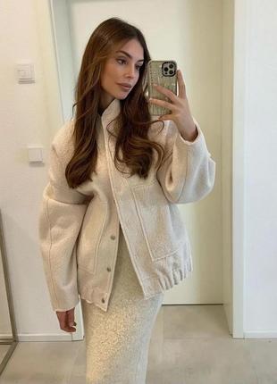 Женская светло серая куртка зара, куртка бомбер шерстяная, рубашка оверсайз 8