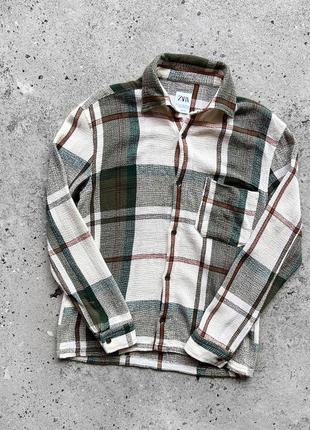 Zara men’s textured plaid long sleeve overshirt сорочка6 фото