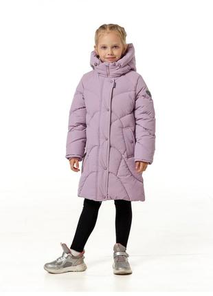 Куртка зимняя на экопухе для маленьких девочек детская пуховик пальто зимний camilla сиреневый зима
