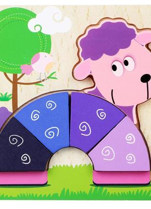 Деревянная игрушка пазлы bambi животные md 2925, 15х15 см овечка