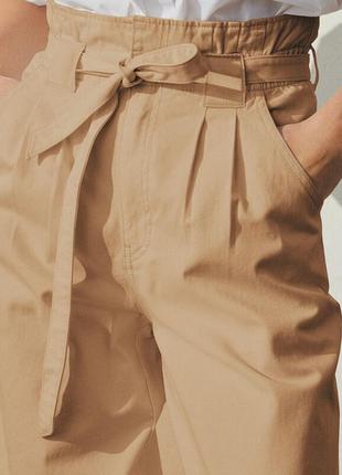 H&m розмір euro 44 наш l-xl укорочені широкі штани з бавовняного твілу із завищеною талією4 фото