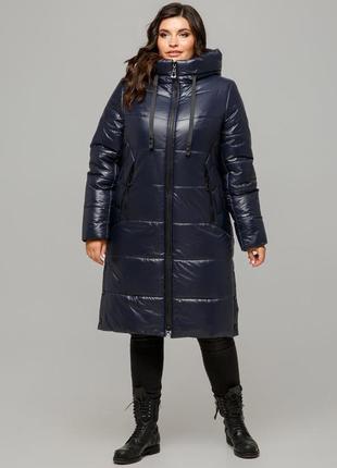 Зимняя женская теплая длинная куртка пальто пуховик с водоотталкивающей пропиткой, размеры 50-605 фото