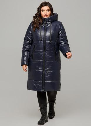 Зимняя женская теплая длинная куртка пальто пуховик с водоотталкивающей пропиткой, размеры 50-601 фото