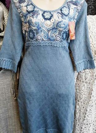 Супер красивое платье вязаное с отделкой ручной работы,р.50 и 48, 1500 грн.2 фото