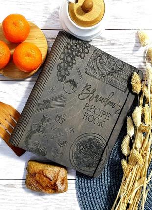 Дерев'яна книга рецептів у дерев'яній обкладинці кулінарна книга а5 книга рецептів блокнот з дерева кр315 фото