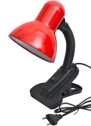 Лампа настільна на прищіпці червона е27 220 в, настільна лампа на прищіпки під стандартний патрон