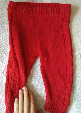 Теплые штаны теплі штани штанці вязані червоні