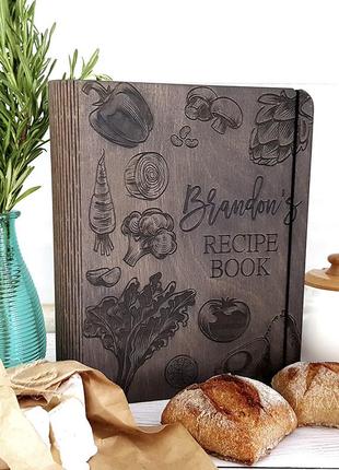 Дерев'яний блокнот для запису рецептів книга рецептів у дерев'яній обкладинці кулінарна книга рецептів кр42