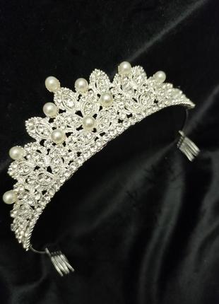 Изысканная диадема с камнями swarovski, серебро