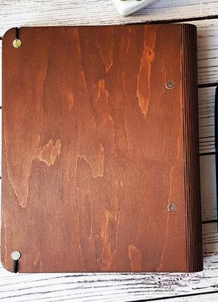 Дерев'яний блокнот "лев" персоналізований блокнот у дерев'яній обкладинці недатований щоденник дб44 фото