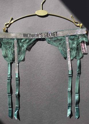 Пояс для панчіх victoria’s secret very sexy shine strap garter belt green lace5 фото