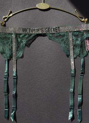 Пояс для панчіх victoria’s secret very sexy shine strap garter belt green lace4 фото