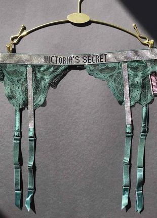 Пояс для панчіх victoria’s secret very sexy shine strap garter belt green lace6 фото