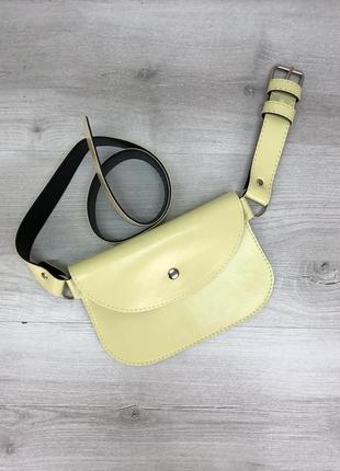 Женская поясная сумка бананка яркая летняя желтая2 фото