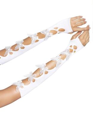 Митенки leg avenue butterfly applique arm warmers white, бабочки