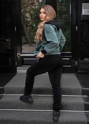 Женский спортивный костюм на флисе, модный спортивный костюм на флисе, прогулочный костюм, прогулочный костюм, теплый костюм на осень6 фото