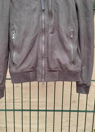 Кожаная мужская куртка бомбер all saints kino leather bomber5 фото