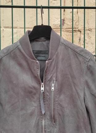 Кожаная мужская куртка бомбер all saints kino leather bomber2 фото