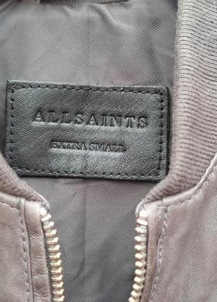 Кожаная мужская куртка бомбер all saints kino leather bomber3 фото
