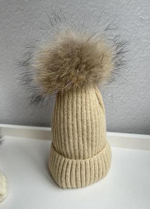 Детская зимняя шапка с помпоном7 фото