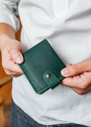 Чоловічий шкіряний гаманець класичний біфолд зелений