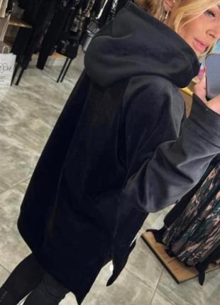 Женская модная туника плюш на двунитке  42-46 фиолет,бутылка,беж,черный4 фото