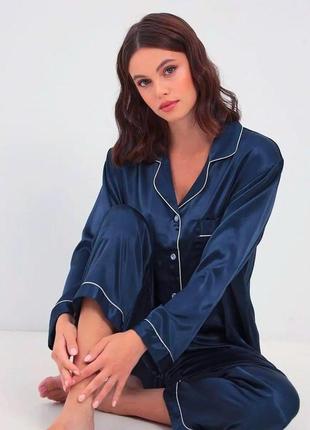 9100 піжама атласна классик classic, піжама шовкова жіноча,сорочка для сну, нічна рубашка в асортименті1 фото