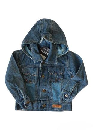 Джинсовая куртка пиджак с капюшоном для мальчика сине-голубого цвета осень, весна, лето 86 размер вн-39