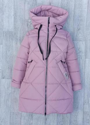 Підліткова зимова куртка пальто для дівчинки 11-15 років зріст 140-152 модна тепла курточка подовжена пуховик для підлітків - зима