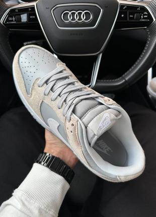 Мужские кроссовки nike sb dunk low beige gray white9 фото