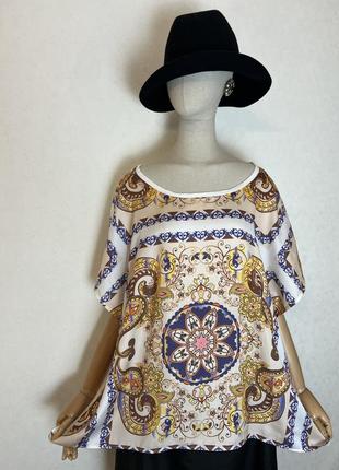 Комбинированная блуза, футболка, большой размер,балталл,премиум бренд,fiorella rubino.10 фото