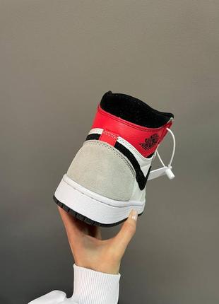 Кросівки nike air jordan 1 retro high « grey / red »8 фото