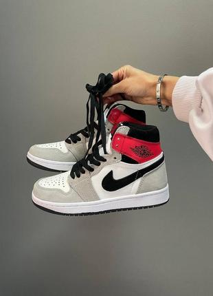 Кросівки nike air jordan 1 retro high « grey / red »5 фото