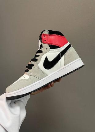 Кросівки nike air jordan 1 retro high « grey / red »2 фото