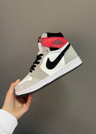 Кросівки nike air jordan 1 retro high « grey / red »