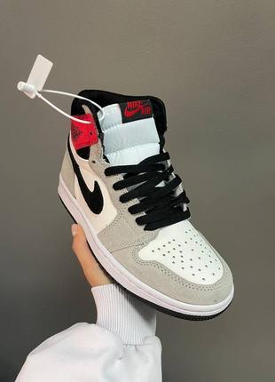 Кросівки nike air jordan 1 retro high « grey / red »6 фото