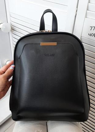 Женский стильный, качественный рюкзак-сумка для девушек из эко кожи черный6 фото