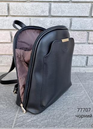 Жіночий стильний, якісний рюкзак-сумка для дівчат з еко шкіри чорний8 фото