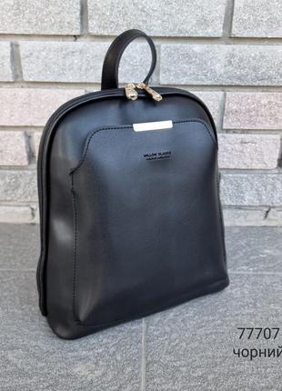 Женский стильный, качественный рюкзак-сумка для девушек из эко кожи черный4 фото