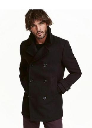 Стильное шерстяное пальто темно-серого цвета, h&amp;m