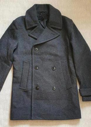 Стильное шерстяное пальто темно-серого цвета, h&amp;m2 фото