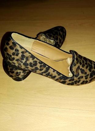 Туфлі-лофери леопард хутро catwalk коричнево-чорні 38,5 р3 фото