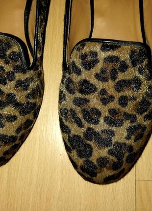 Туфлі-лофери леопард хутро catwalk коричнево-чорні 38,5 р4 фото