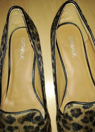 Туфлі-лофери леопард хутро catwalk коричнево-чорні 38,5 р8 фото