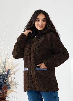 Женская куртка из эко-меха, изготовленная из утепленной ткани big teddy4 фото