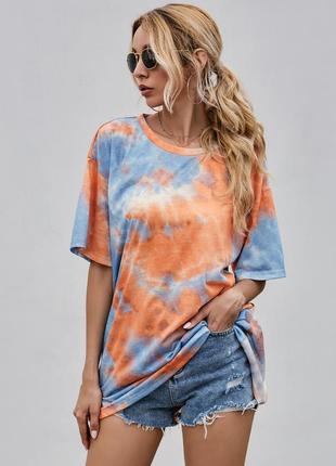 Повседневная женская футболка tie dye shein4 фото